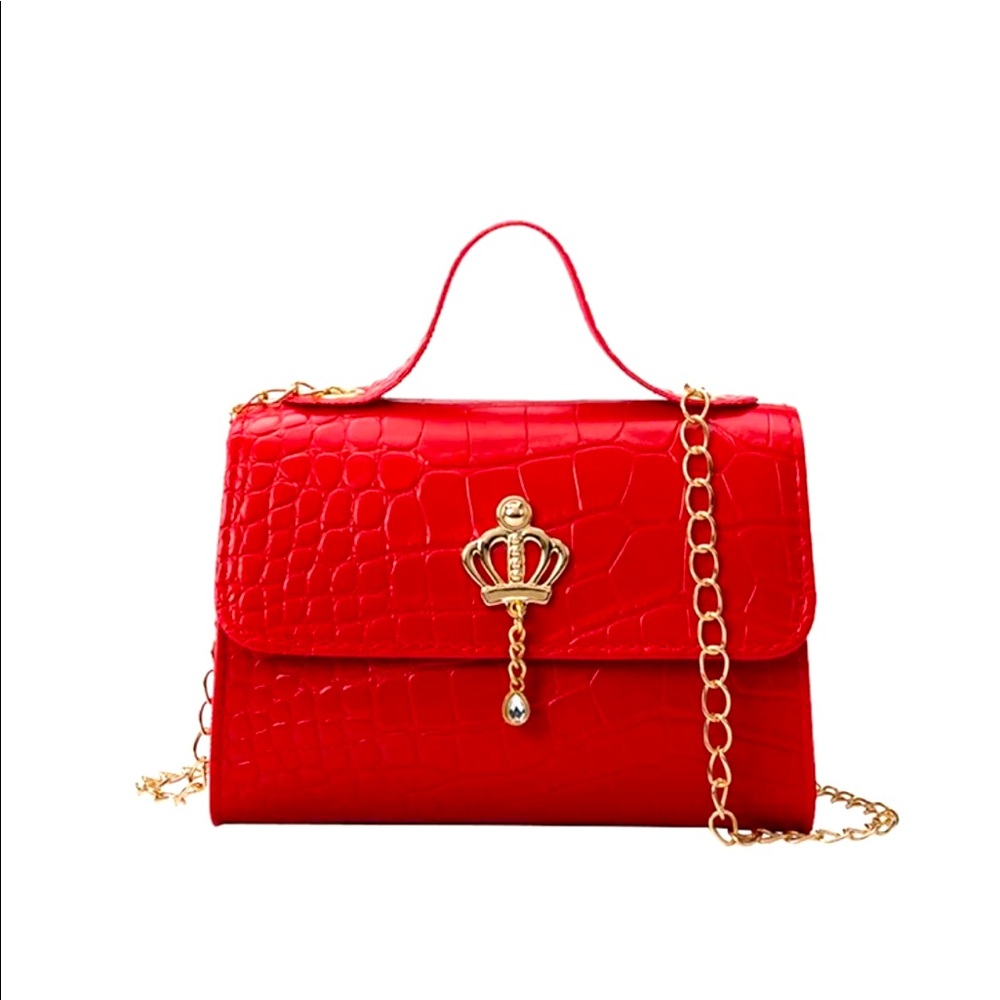 NEW•SUGARED + BRONZED ROXY RED CROWN MINIMALIST CHAIN STRAP BAG